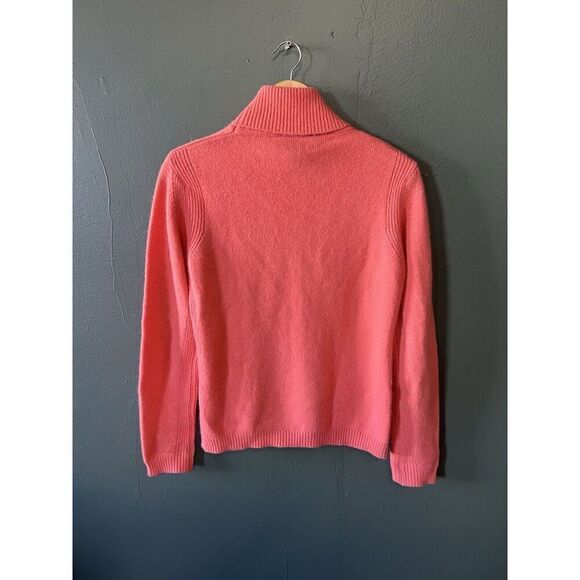 Hathaway Platinum Womens Orange Turtleneck Pullover Cashmere Sweater Medium - Picture 2 of 3
